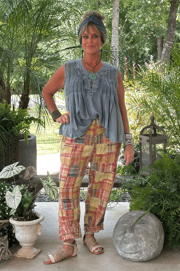 Traveling On Pants in Sunrise Patch - ivyandlavyboutique Jaded Gypsy