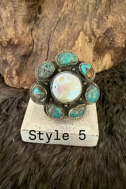 Turquoise And Pearl Ring - Boho Wanderlust Boutique Boho Wanderlust Boutique