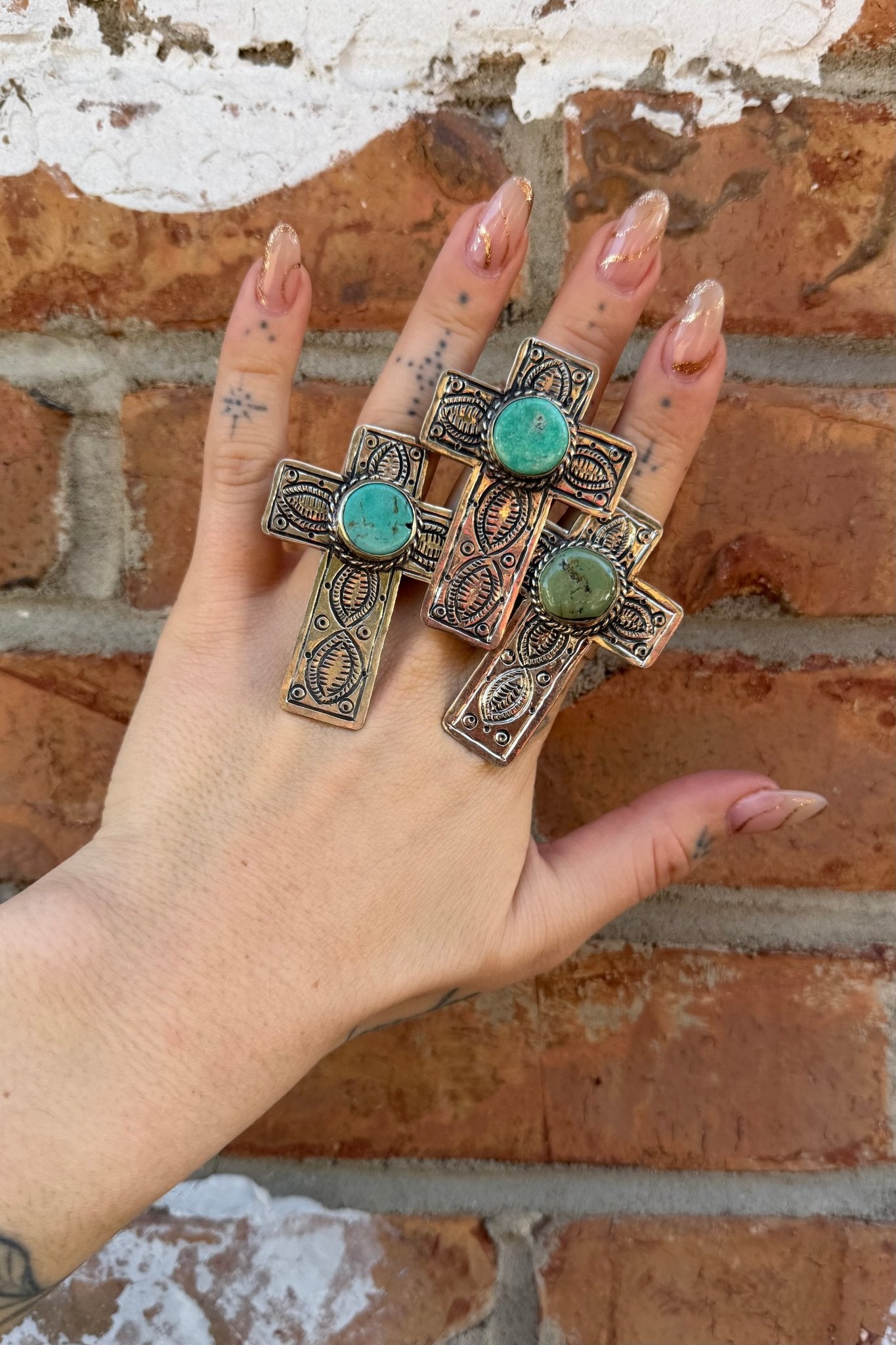 Turquoise Cross Ring - ivyandlavyboutique ivyandlavyboutique