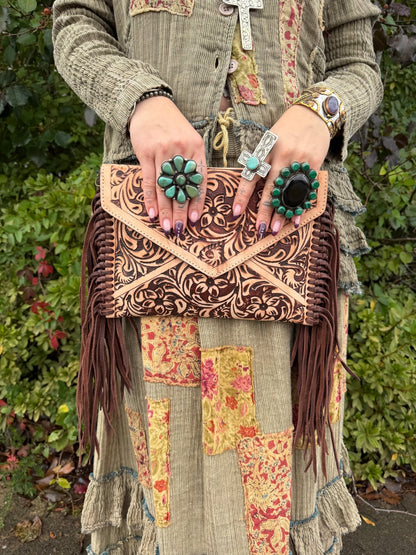 Turquoise flower pattern ring - ivyandlavyboutique ivyandlavyboutique