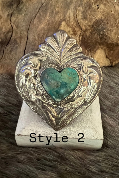 Turquoise Heart In The Middle Ring - Boho Wanderlust Boutique Boho Wanderlust Boutique