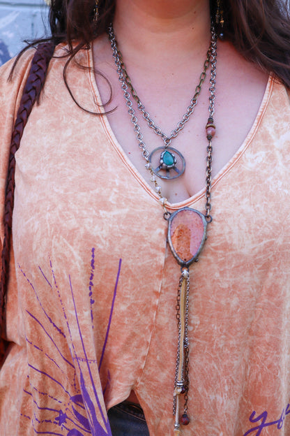 Turquoise Peace Sign Necklace - ivyandlavyboutique Spirit Lala
