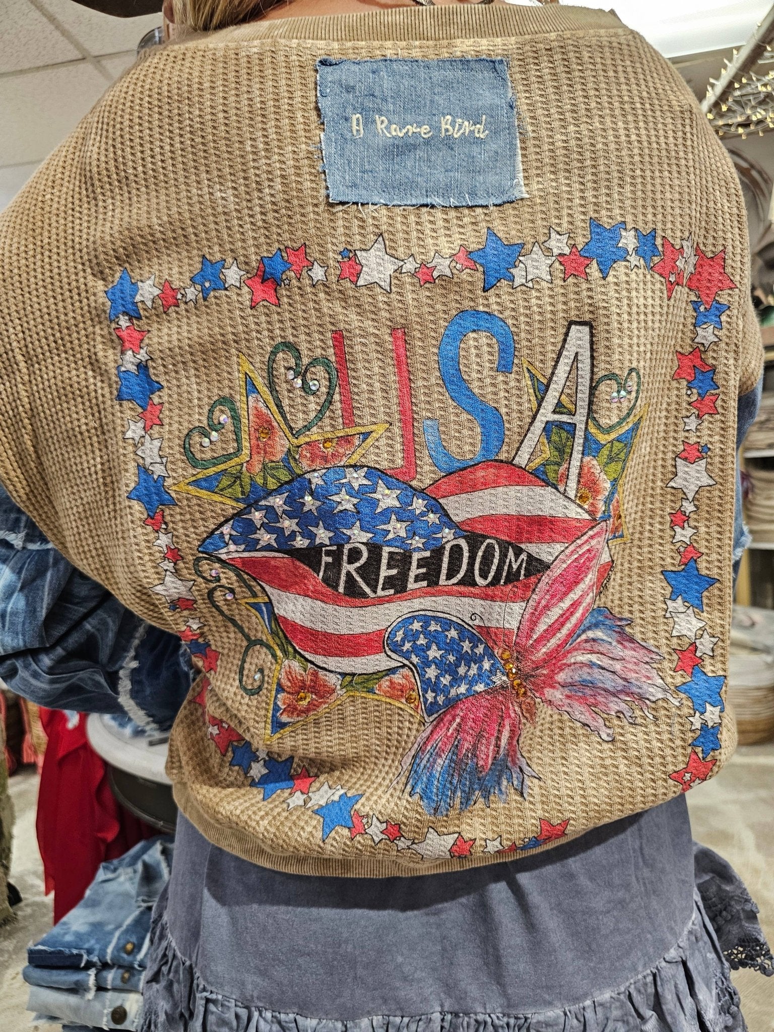 USA Freedom Waffle Jacket - ivyandlavyboutique A Rare Bird Shop