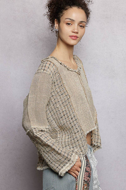 V - Neck High - Low Cut Outseam Raw Edge Linen Top - ivyandlavyboutique Pol Clothing