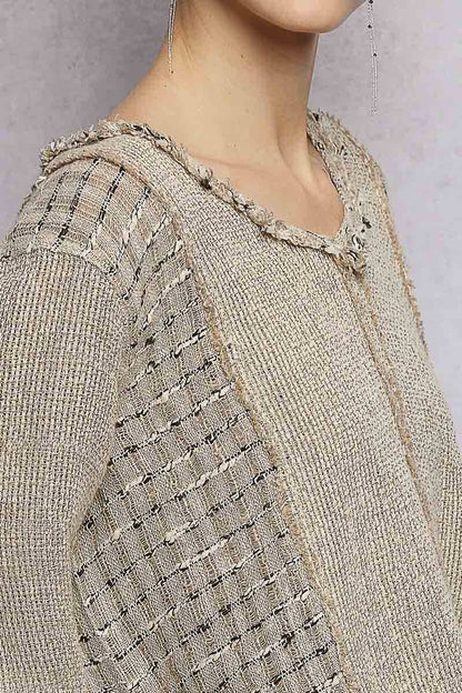 V - Neck High - Low Cut Outseam Raw Edge Linen Top - ivyandlavyboutique Pol Clothing