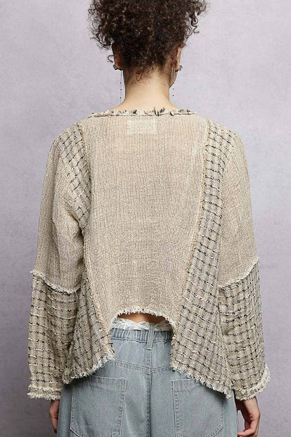 V - Neck High - Low Cut Outseam Raw Edge Linen Top - ivyandlavyboutique Pol Clothing