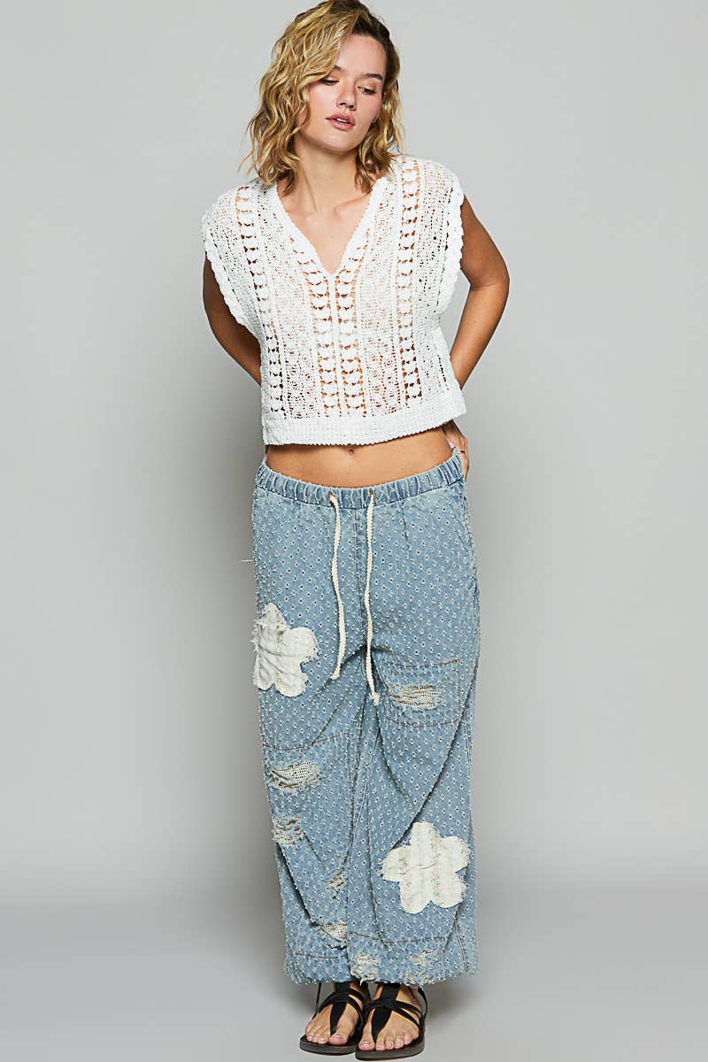 V - neck sleeveless solid crochet top - ivyandlavyboutique Pol Clothing