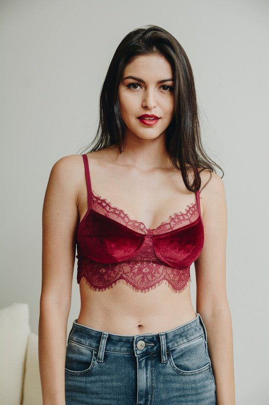 Velvet and Lace Half Cami - ivyandlavyboutique Leto Accessories