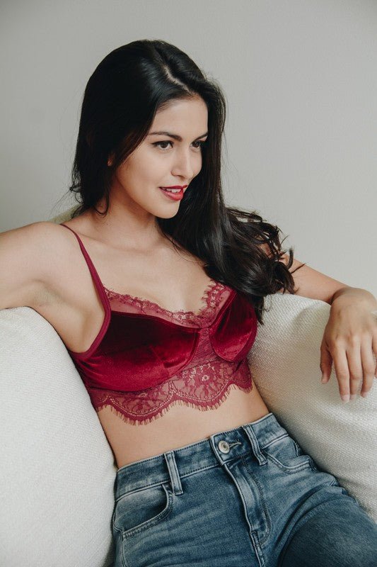 Velvet and Lace Half Cami - ivyandlavyboutique Leto Accessories