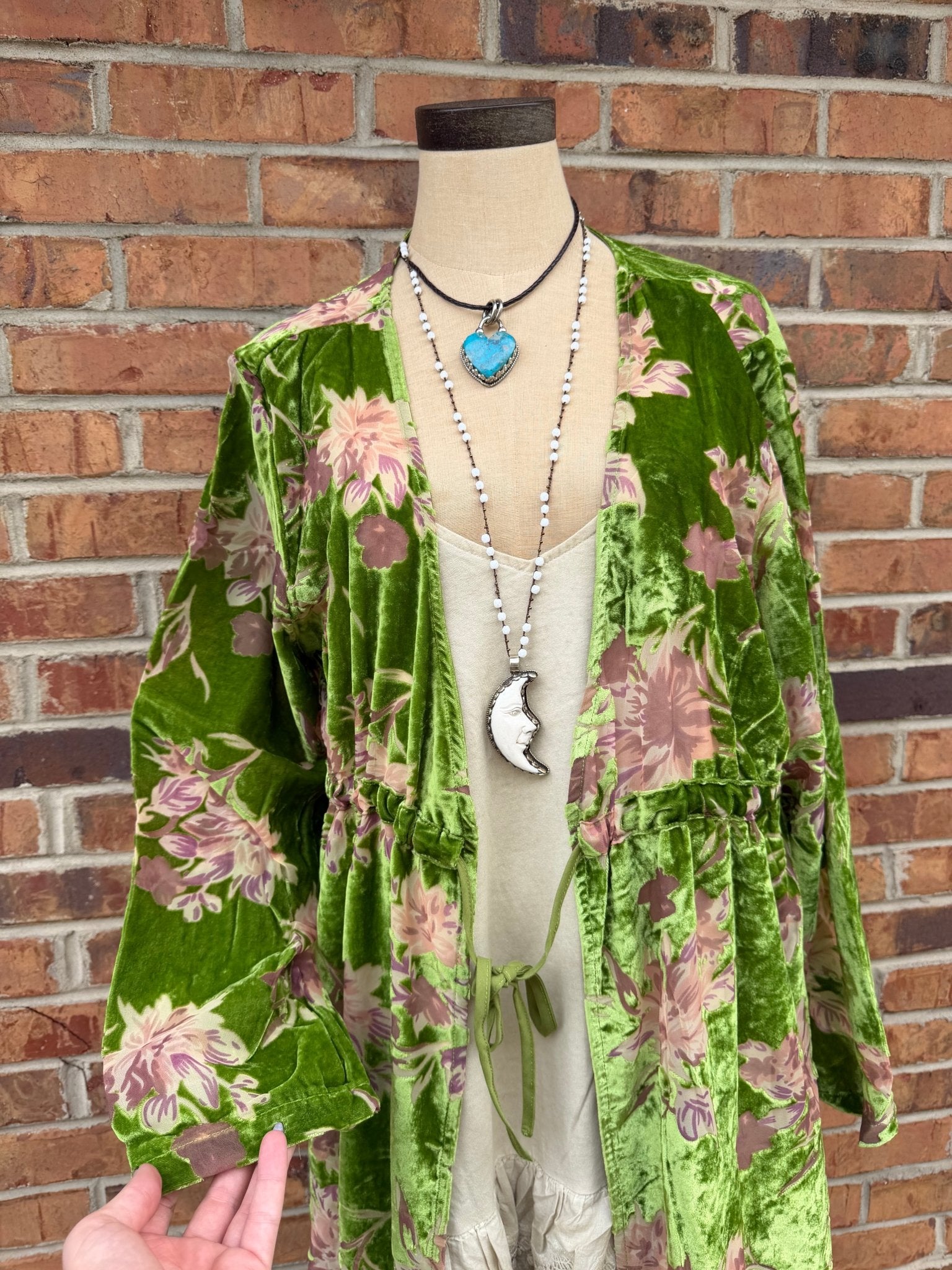 Velvet Burnout Elegant Duster - ivyandlavyboutique A Rare Bird Shop