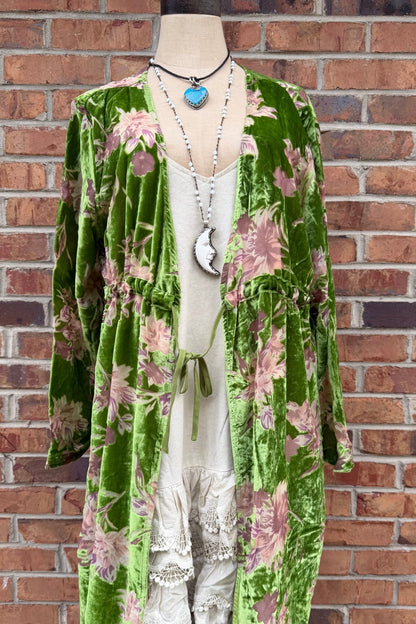 Velvet Burnout Elegant Duster - ivyandlavyboutique A Rare Bird Shop