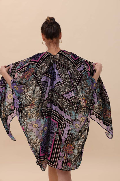 Velvet Flower Spring Blossom Kimono - Intricate Textures: Purple - ivyandlavyboutique Leto Accessories
