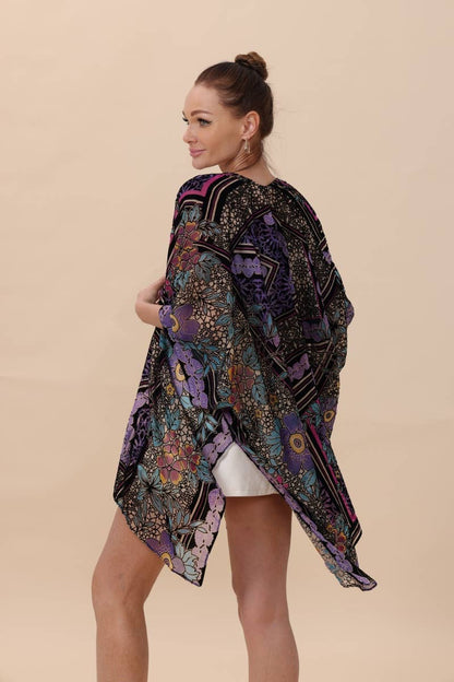 Velvet Flower Spring Blossom Kimono - Intricate Textures: Purple - ivyandlavyboutique Leto Accessories