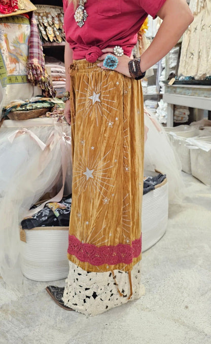 Velvet Gold Pantaloons - ivyandlavyboutique A Rare Bird Shop
