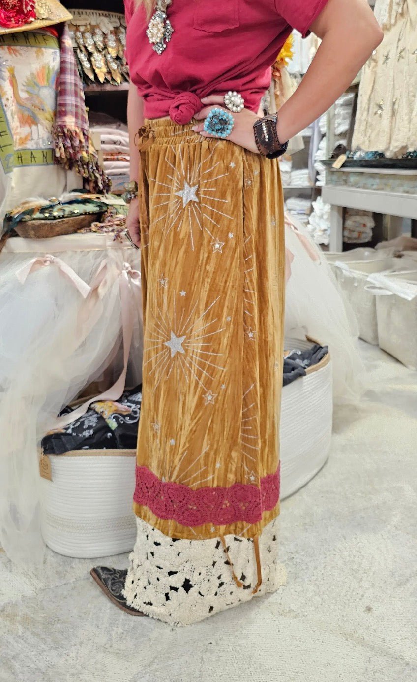 Velvet Gold Pantaloons - ivyandlavyboutique A Rare Bird Shop