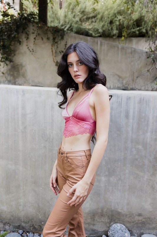 Velvet longline Lace Bralette - ivyandlavyboutique Leto Accessories
