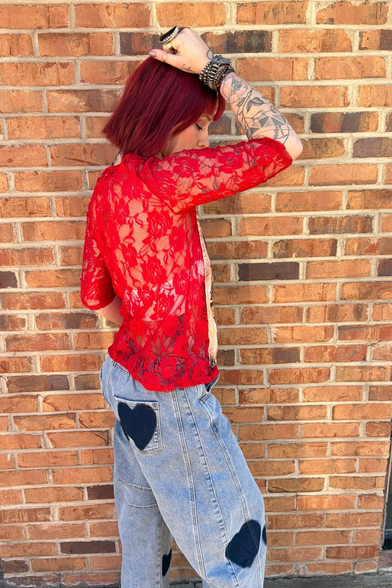 Velvet Roses & Butterfly Appliqué in Red - ivyandlavyboutique LeParisPetit by I Love Linen