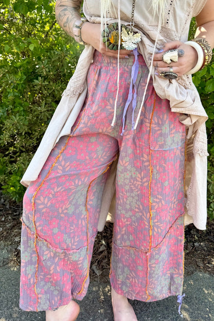 Vikki Floral Elastic Harem Pant - ivyandlavyboutique Blue Velvet