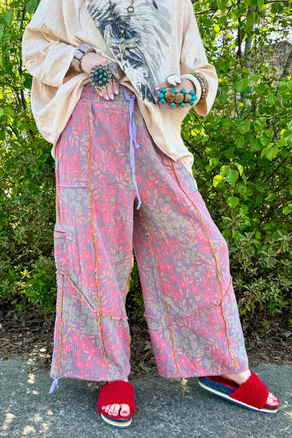 Vikki Floral Elastic Harem Pant - ivyandlavyboutique Blue Velvet