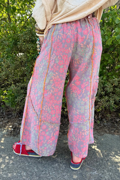 Vikki Floral Elastic Harem Pant - ivyandlavyboutique Blue Velvet