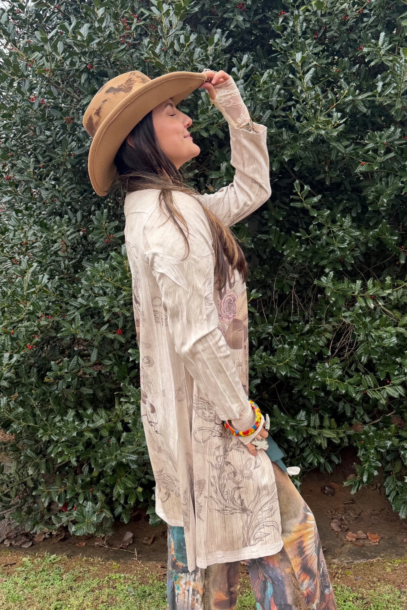 Vintage Boho Feather And Beaded Strap Western Cowboy Hat - ivyandlavyboutique ivyandlavyboutique