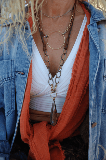 Vintage Chandelier Leather Necklace - ivyandlavyboutique Spirit Lala