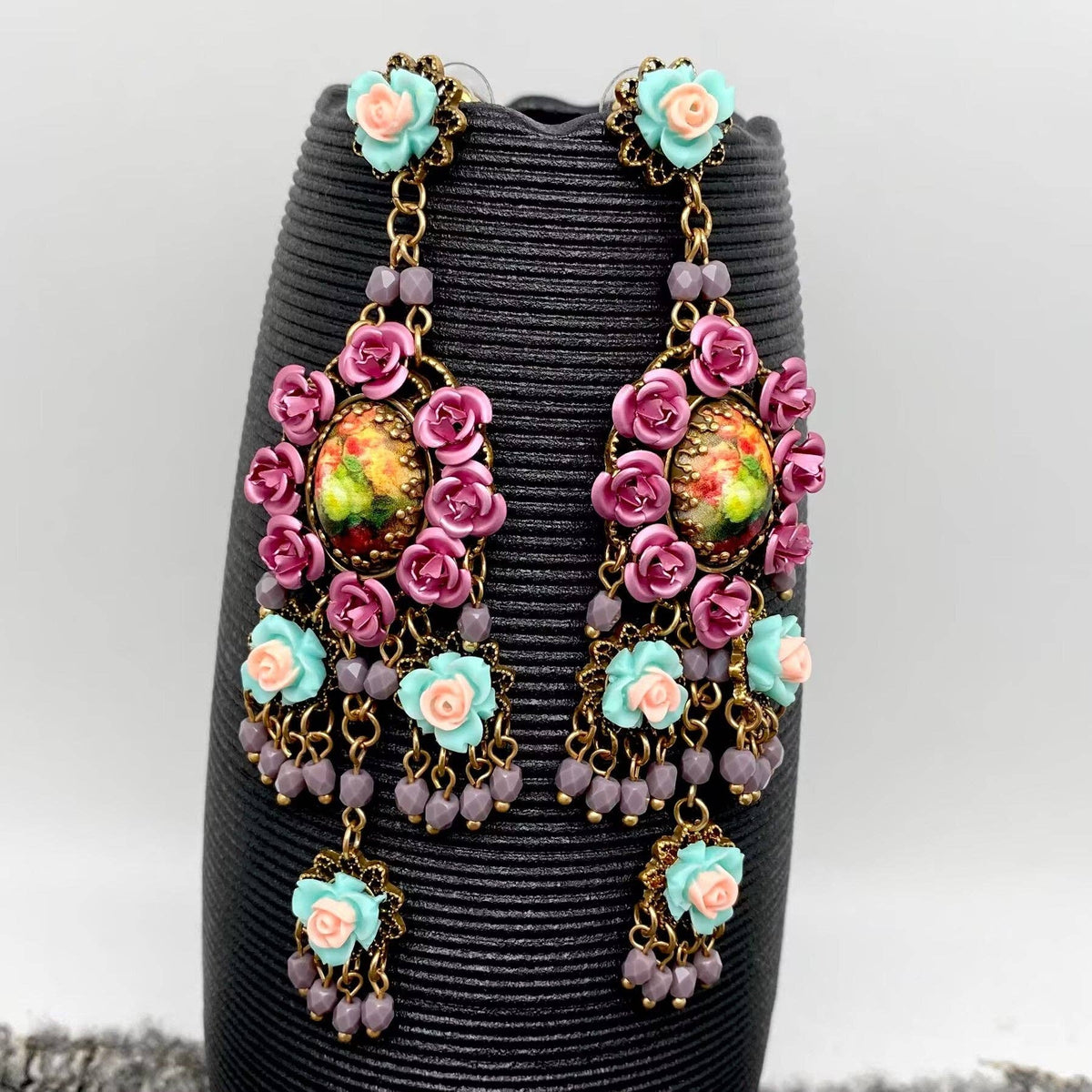Vintage Colored Flower Classical Style Earrings - ivyandlavyboutique Mio Queena