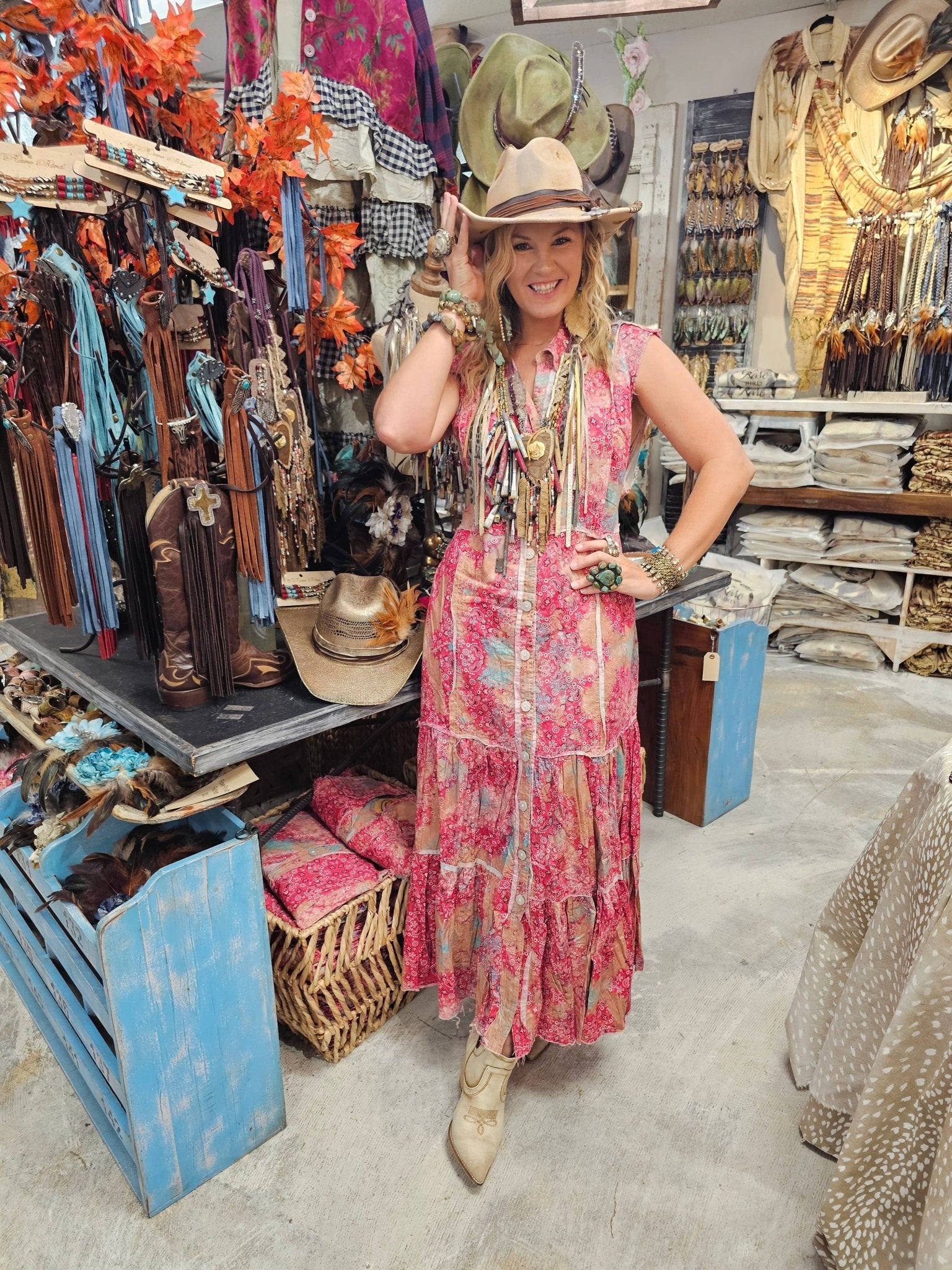 Vintage Distressed Bandana Dress - ivyandlavyboutique A Rare Bird Shop