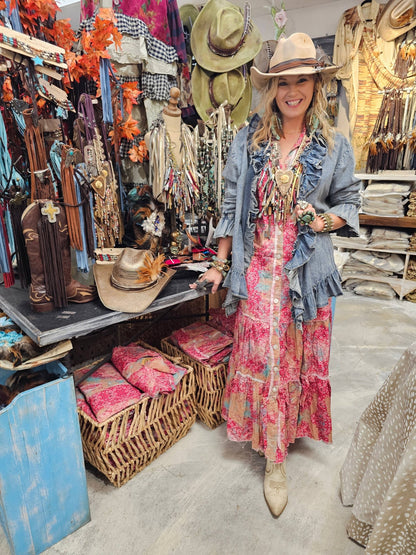 Vintage Distressed Bandana Dress - ivyandlavyboutique A Rare Bird Shop