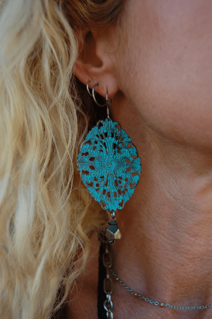 Vintage Patina Filigree Earrings - ivyandlavyboutique Spirit Lala