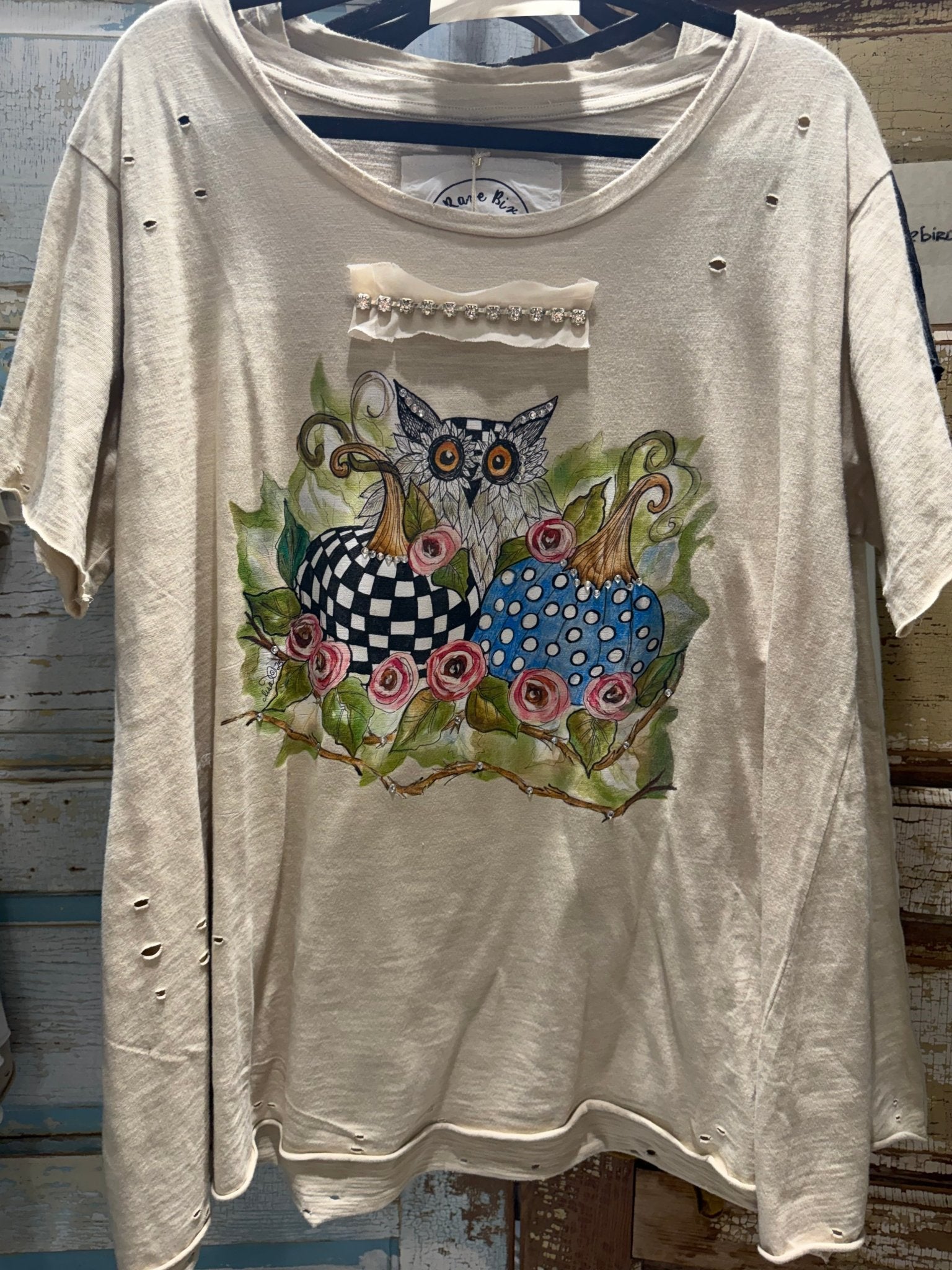 Vintage Rhinestone Tee Rare Bird - ivyandlavyboutique A Rare Bird Shop