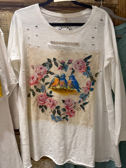 Vintage Rhinestone Tee Rare Bird - ivyandlavyboutique A Rare Bird Shop
