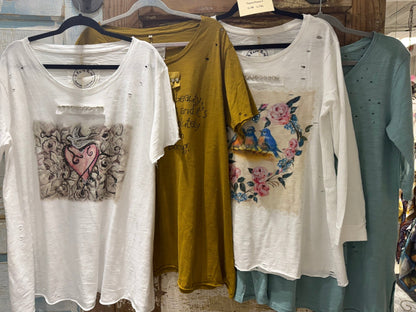 Vintage Rhinestone Tee Rare Bird - ivyandlavyboutique A Rare Bird Shop