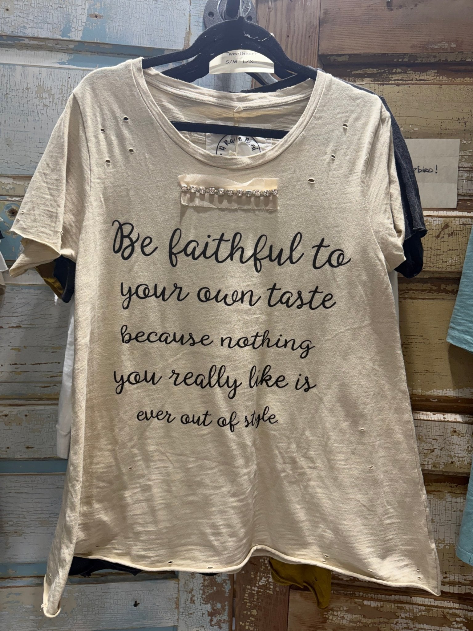 Vintage Rhinestone Tee Rare Bird - ivyandlavyboutique A Rare Bird Shop