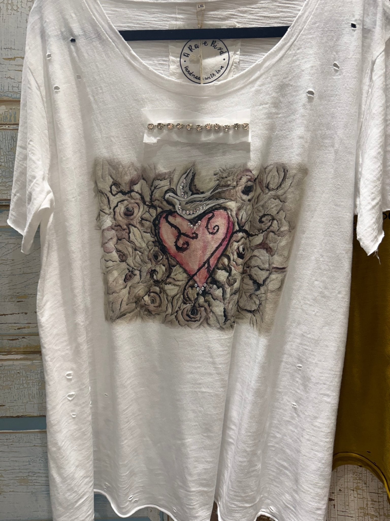 Vintage Rhinestone Tee Rare Bird - ivyandlavyboutique A Rare Bird Shop