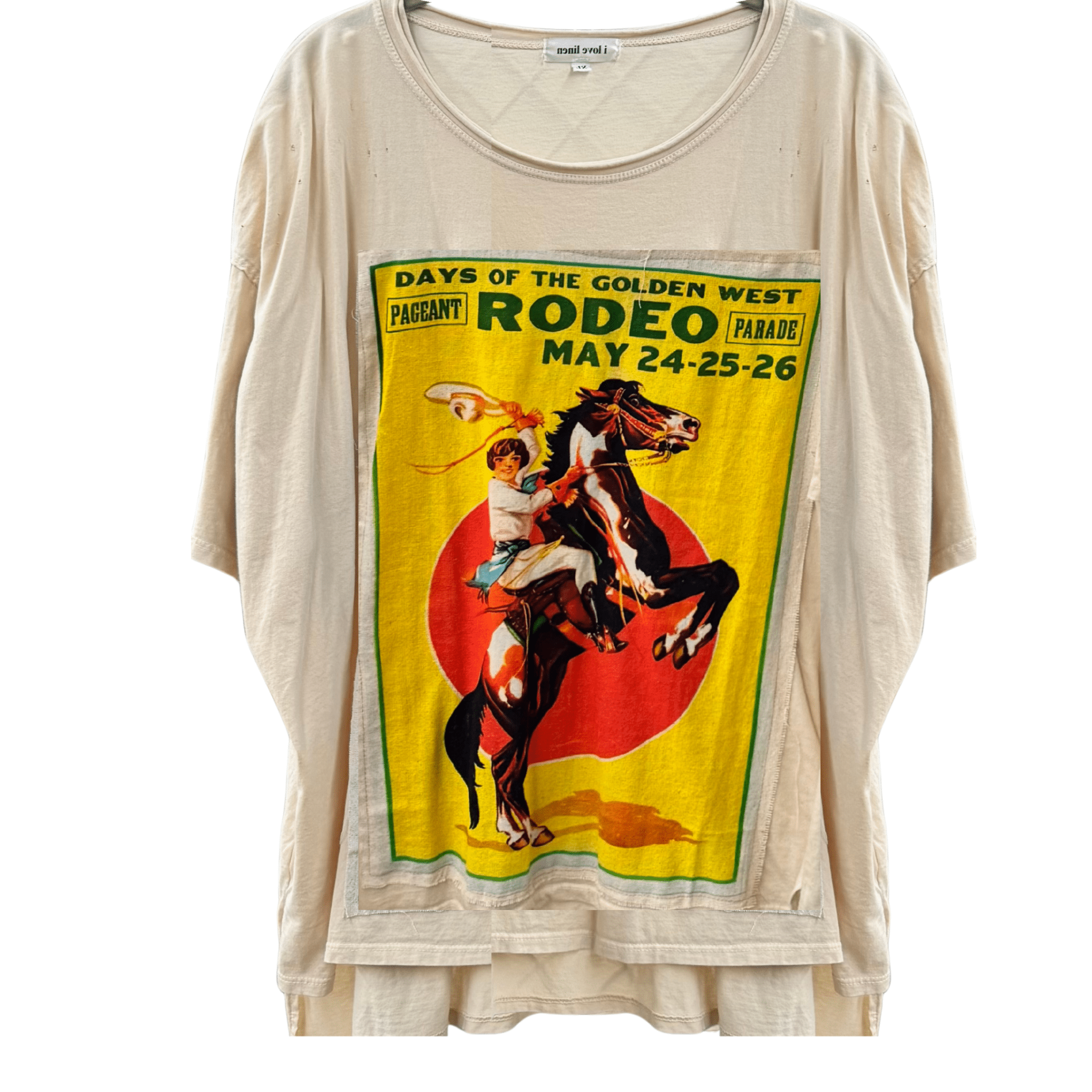 Vintage Rodeo Poster Oversized Patchwork Tee - ivyandlavyboutique LeParisPetit by I Love Linen