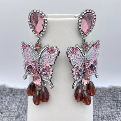 Vintage Sparkling Elegant Rhinestone Butterfly Charm Earring - ivyandlavyboutique Mio Queena