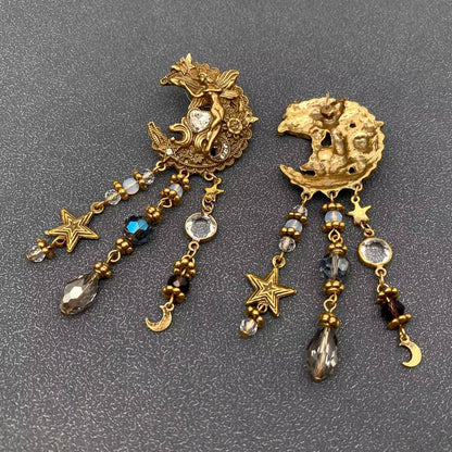 Vintage Star Moon Fringe Angel Elf Earrings - MS - ivyandlavyboutique Mio Queena