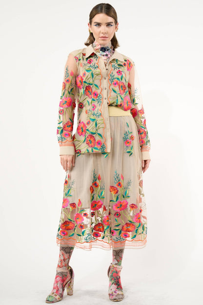 Vintage Tulips Skirt - ivyandlavyboutique Aratta
