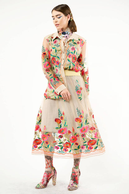 Vintage Tulips Skirt - ivyandlavyboutique Aratta
