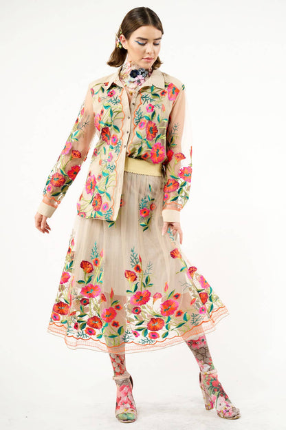 Vintage Tulips Skirt - ivyandlavyboutique Aratta