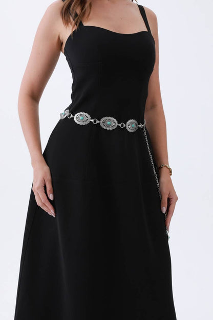 Vintage Turquoise Chain Belt – Classic Western Elegance: Antique Gold - ivyandlavyboutique Leto Accessories