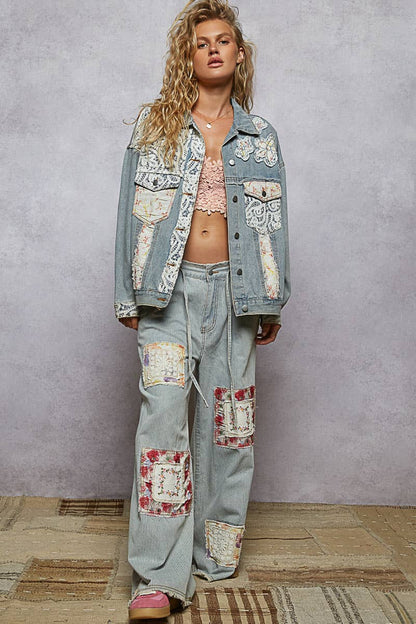 Vintage washed elastic band striped denim pants - ivyandlavyboutique Pol Clothing