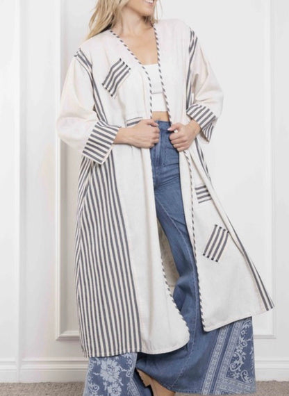 Virgin Mary Striped Cardigan - ivyandlavyboutique Blue Velvet