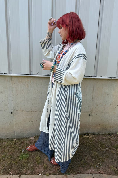 Virgin Mary Striped Cardigan - ivyandlavyboutique Blue Velvet