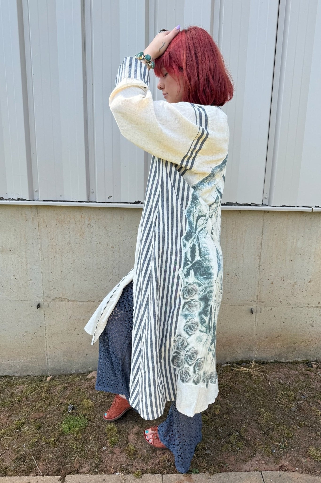 Virgin Mary Striped Cardigan - ivyandlavyboutique Blue Velvet