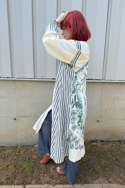 Virgin Mary Striped Cardigan - ivyandlavyboutique Blue Velvet