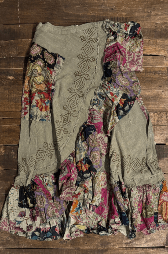 Wander Patch Wrap Skirt in One Size - ivyandlavyboutique Jaded Gypsy