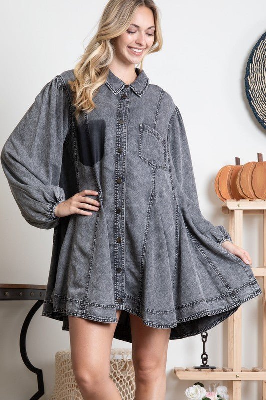 Washed Denim Dress - ivyandlavyboutique Blue Velvet