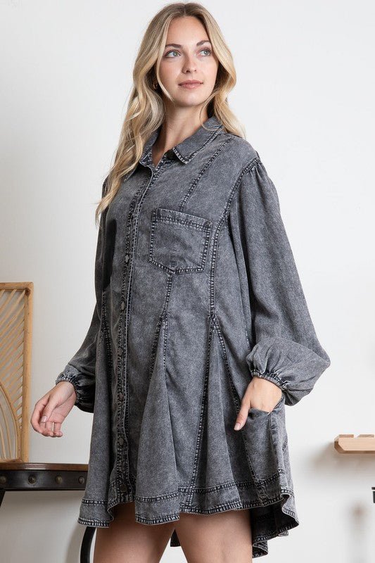 Washed Denim Dress - ivyandlavyboutique Blue Velvet